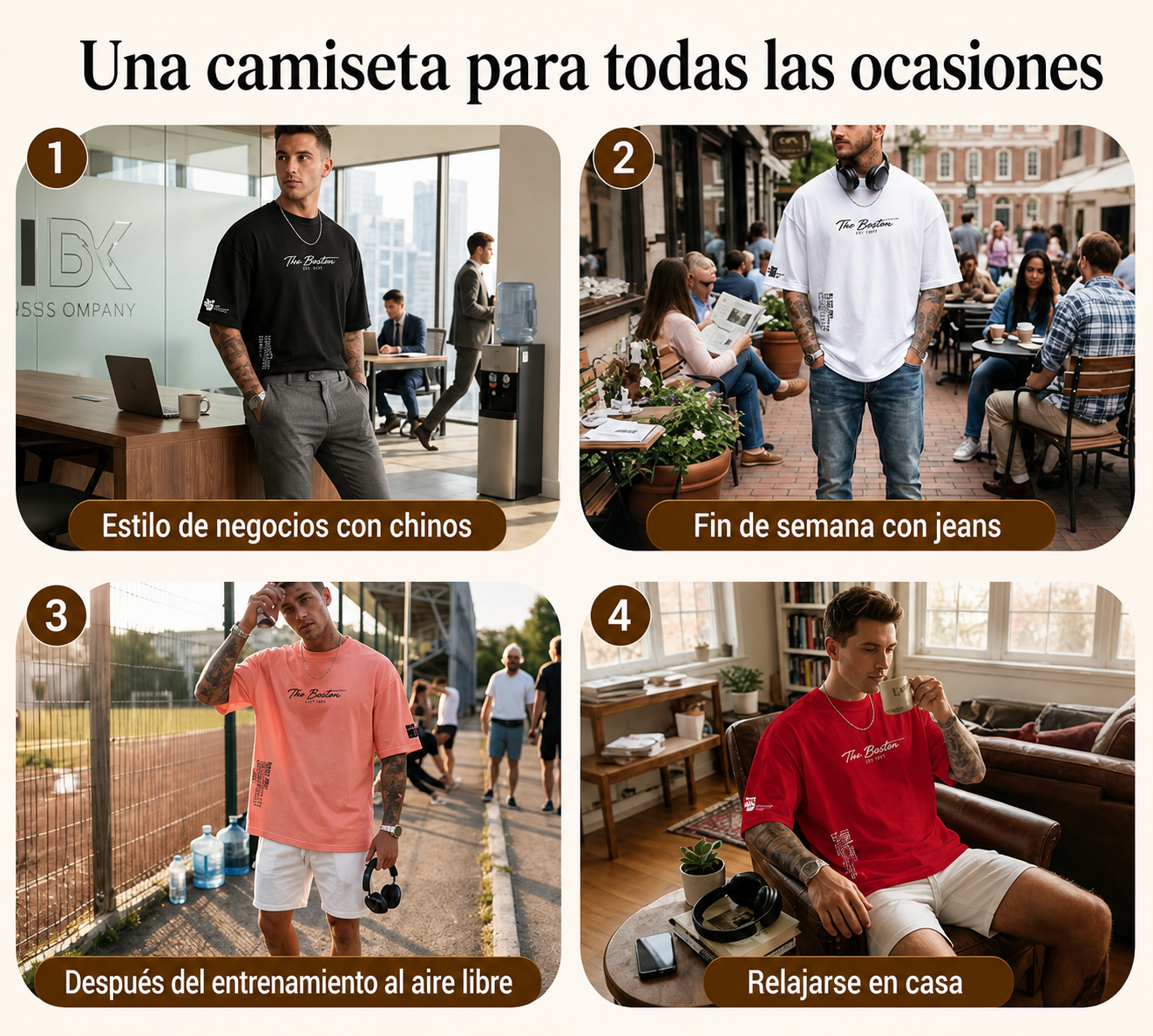 Camiseta de estilo urbano para hombre de corte holgado
