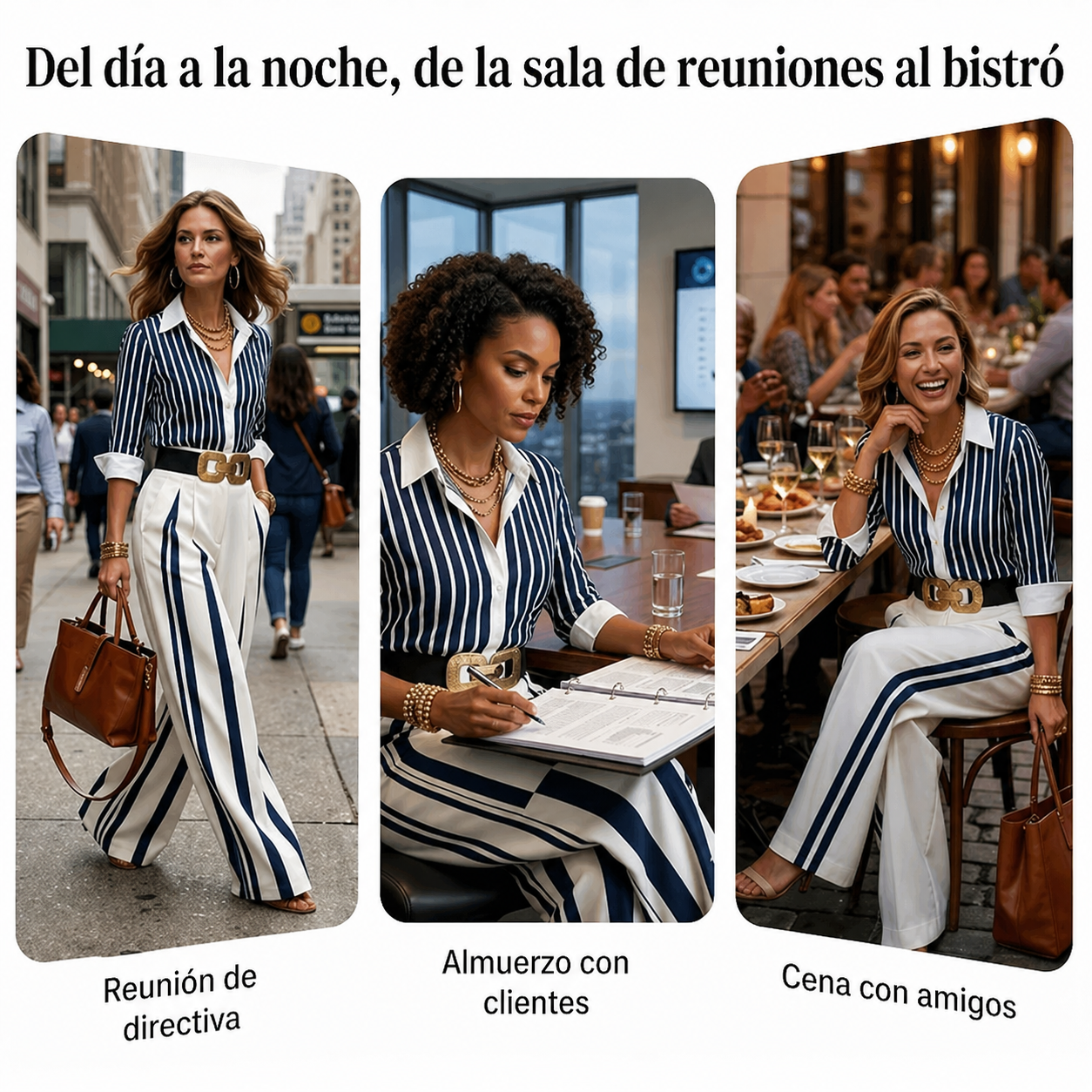 Conjunto de camiseta a rayas y pantalones anchos: cómodo y elegante para el día a día