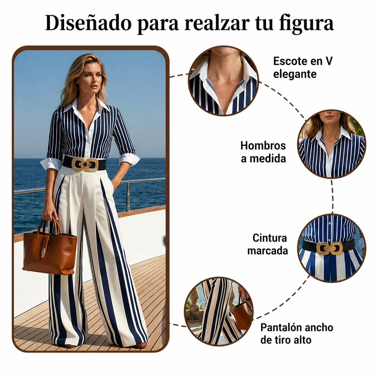 Conjunto de camiseta a rayas y pantalones anchos: cómodo y elegante para el día a día
