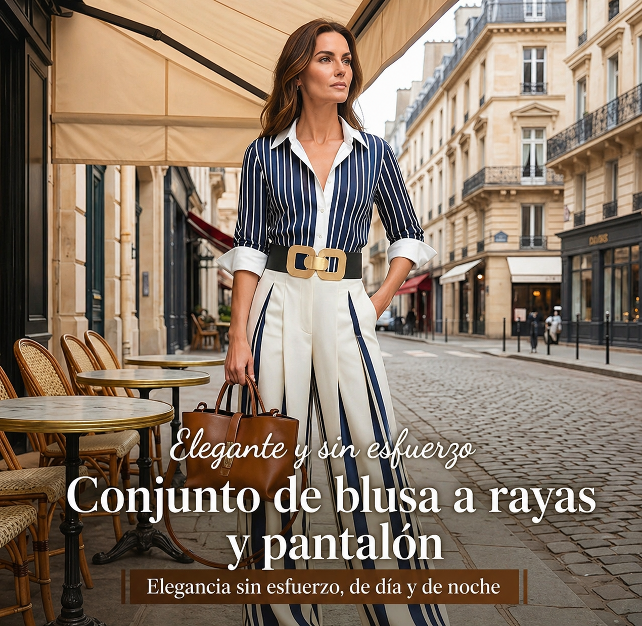 Conjunto de camiseta a rayas y pantalones anchos: cómodo y elegante para el día a día